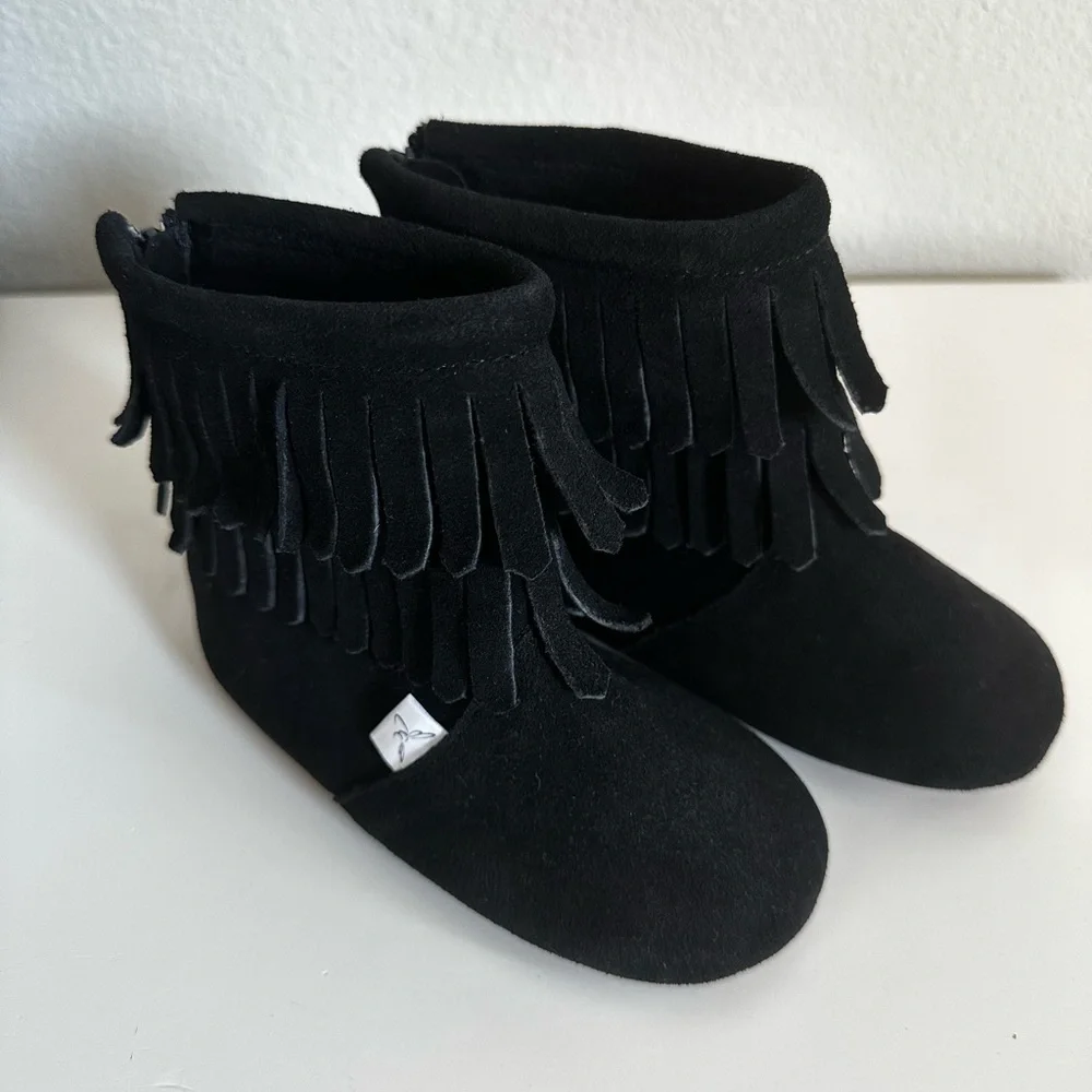Kids Black Fringe Booties - Brand Unknown